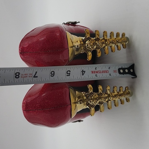 37- Show Story Skull Heel Pink Glitter Platform Heels Sz 10 Open Toe Studded - Picture 8 of 14